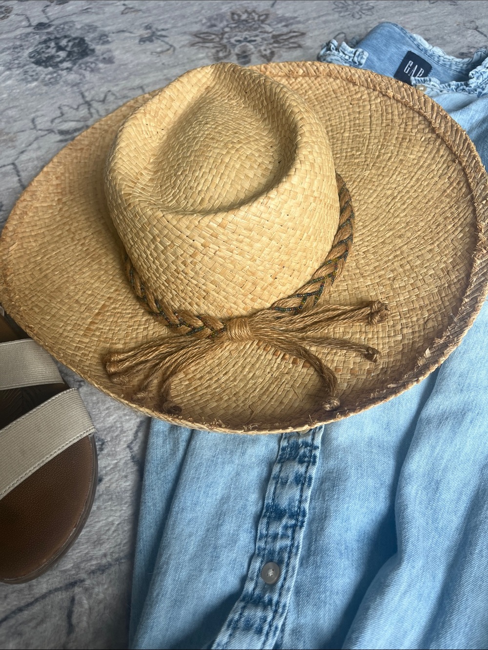 Women's Natural Straw Sun Hat with Braided Tie